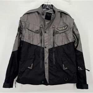 Fly Racing Patrol Jacket Size Medium Gray Black Vented Pockets Snow Moto Shell